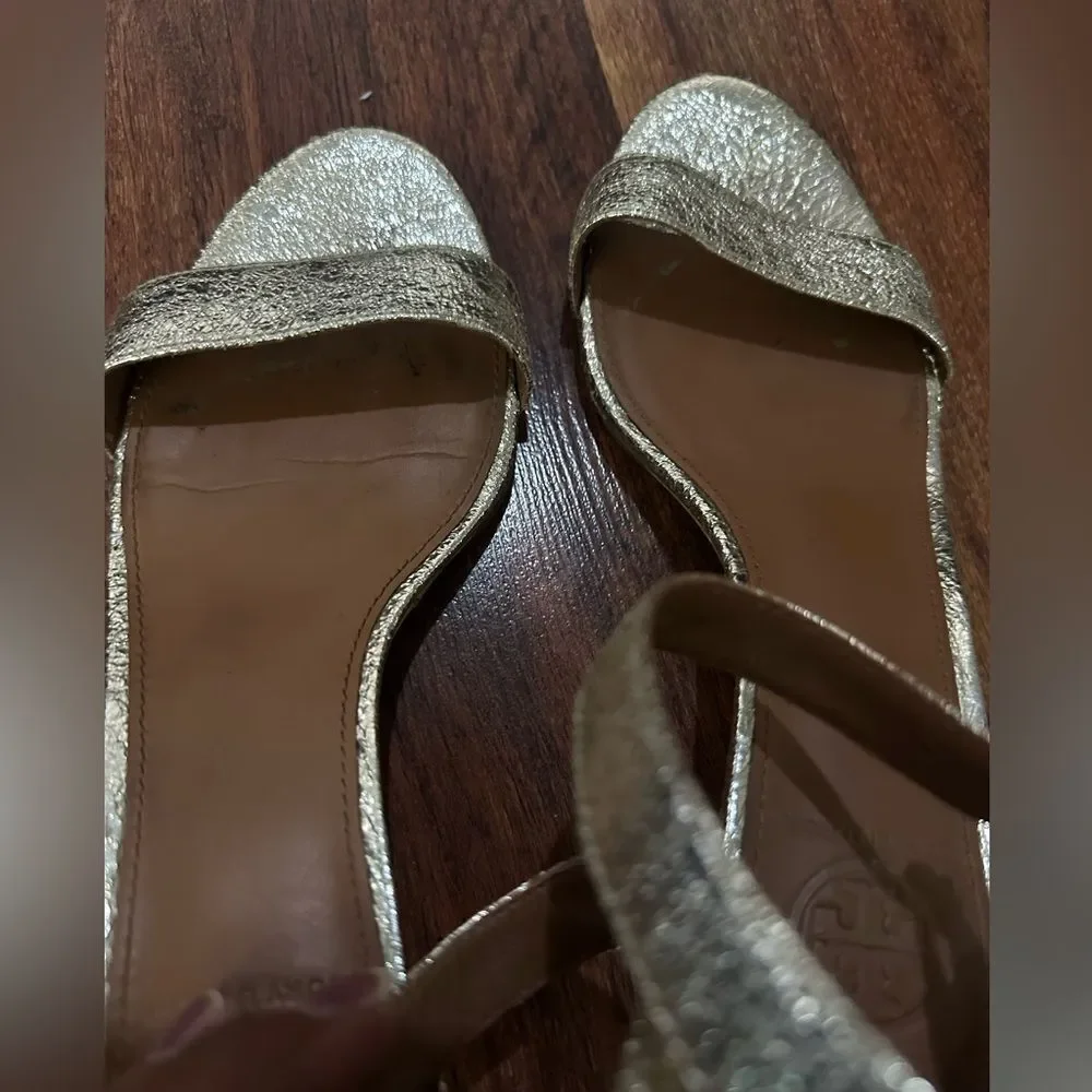 TORY BURCH Elegant Gold Ankle Strap Sandals SIZE 7.5